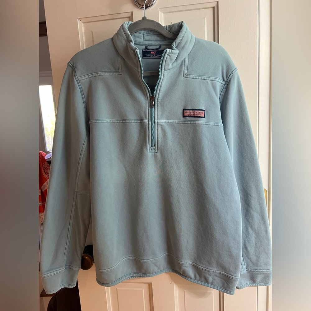 EUC VINEYARD VINES Men's Quarter Zip Light Blue Pale Aqua